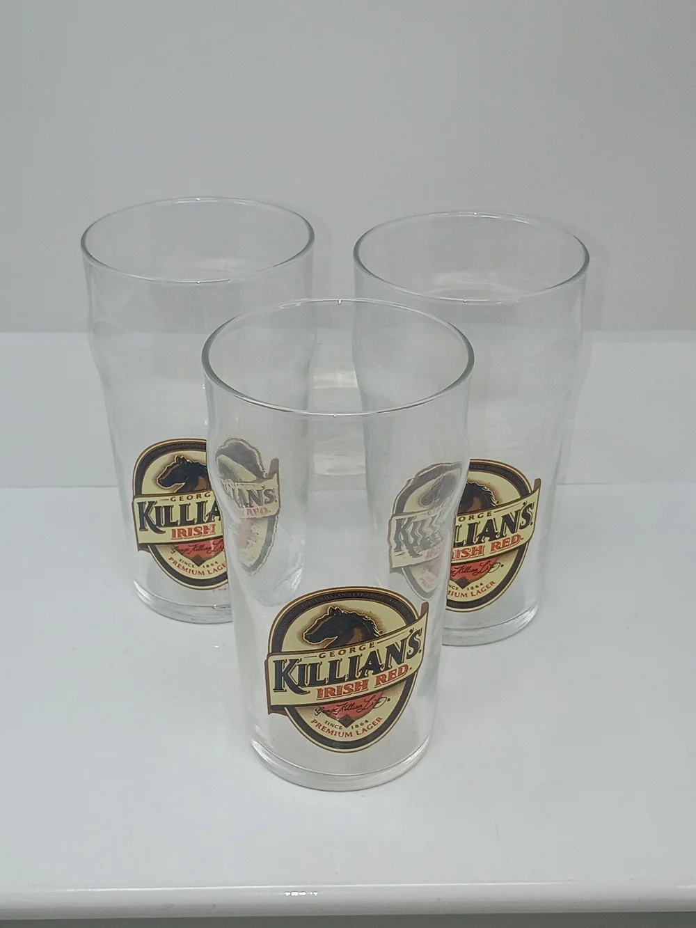 George Killian’s Irish Red Pint Glasses Clear Beer Glassware – Set of 3